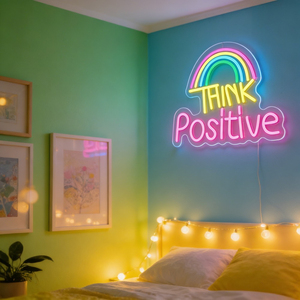 Letrero LED <span class=keywords><strong>de</strong></span> Neón con Diseño <span class=keywords><strong>de</strong></span> Arcoíris 'Think Positive', Alimentado por USB, Regulable, Decoración <span class=keywords><strong>de</strong></span> Pared para Hogar, Sala <span class=keywords><strong>de</strong></span> Estar, Cafetería, Estudio, Fondo <span class=keywords><strong>de</strong></span> Fiesta - Product Image 4