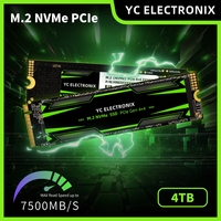 قرص صلب داخلي YC ELECTRONIX OEM عالي السرعة PCIe 4.0 4x4 للكمبيوتر المكتبي والمحمول، 2280 بسعة 4 تيرابايت و128 جيجابايت و2 تيرابايت، NVMe M.2 بسعات 256 جيجابايت و512 جيجابايت و1 تيرابايت