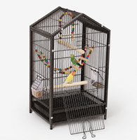 VaryWell Grande cage à oiseaux en acier inoxydable noir à double étage avec roulettes pour perroquets, canaris, perruches et autres grands oiseaux