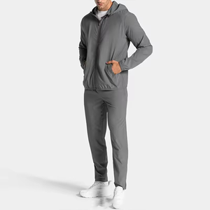 ชุดวอร์มกีฬาแบบซิป ผ้าบางเบา ยืดหยุ่นได้ ใส่สบาย เหมาะสำหรับวิ่งออกกำลังกายกลางแจ้ง เสื้อแจ็คเก็ตกันลมสำหรับผู้ชาย ชุดออกกำลังกายในยิม - Product Image 4