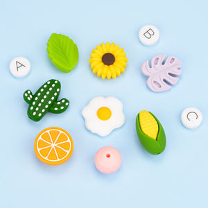 Cuentas de silicona personalizadas de alta calidad, sin BPA, para dentición de bebé, cuentas de fruta de silicona de grado alimenticio para cadena de chupete - Product Image 3