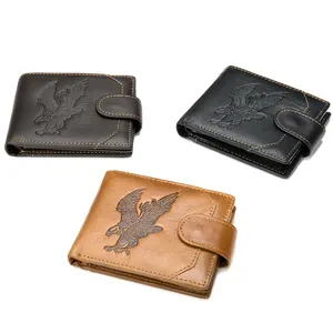 Dompet kulit Pu antik, dengan ukiran laser bordir gaya pendek dompet kustomisasi