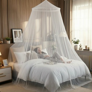 Moustiquaires rondes suspendues en forme de <span class=keywords><strong>cloche</strong></span>, pliables, blanches, 100 % polyester respirant, pour <span class=keywords><strong>lit</strong></span> ou enfant, vente en gros - Product Image 1