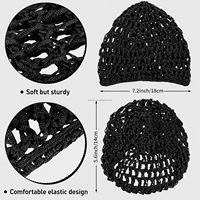 Gorro de Ganchillo Hecho a Mano con Correa Ajustable, Unisex, Negro, de Malla, para Peluca, Gorro de Quimioterapia, Turbante para Dormir, Uso Doméstico, 100% Poliéster