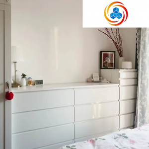 Commode rectangulaire en bois blanc avec 5+ tiroirs, coffre de rangement pour chambre à coucher, salon, organisation, durable, écologique, design moderne - Product Image 4