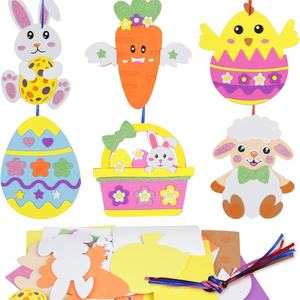 Tarjetas de papel con diseño de huevos de Pascua, recortes de huevos de Pascua con cinta para colgar, recortes artesanales de huevos con patrones coloridos, adorno de etiqueta de Pascua - Product Image 6