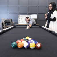 Table de billard en forme de K avec finition rustique pour enfants et adultes Table de billard marron avec coussins en MDF et tissu noir