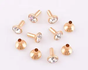 Custom Clear Crystal Rhinestone Rivets Copper Brass Studs For Leather Crafts Garment Bag Shoe DIY Decoration