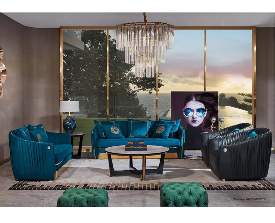 المنزل الداخلية شقة فاخرة تصميم 3-seater أريكة باللون الأزرق الداكن جلد الدنماركية الحديثة تصميم أنيق أريكة جلدية