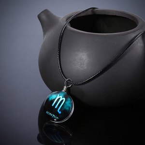 <span class=keywords><strong>Manga</strong></span> bisutería-Cuerda de cera para clavícula, cadena con signo del zodiaco, joyería, cabujón de cristal luminoso, collar de la amistad - Product Image 6