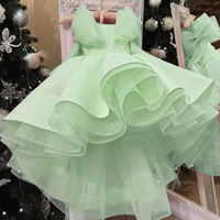 Robe de princesse en tulle à volants et nœud violet clair pour filles, tenue de fête d'anniversaire, vêtements formels pour enfants