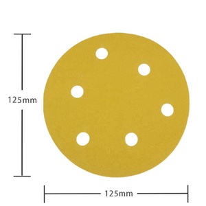 Disques abrasifs, 5 pouces, 6 trous, 100 MM, <span class=keywords><strong>60</strong></span> à 125 trous, en papier de verre or, pour métal et automobile, ATPRO, 600 pièces - Product Image 2