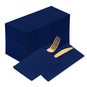 Décoration <span class=keywords><strong>Bleu</strong></span> Jetable 100 Pack Tissu Comme Des Serviettes De Dîner En <span class=keywords><strong>Papier</strong></span> Plié Avec Poche Serviettes <span class=keywords><strong>Bleu</strong></span> <span class=keywords><strong>Marine</strong></span> Essuie-mains - Product Image 1