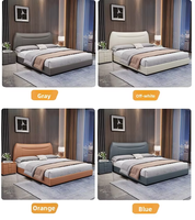 Modernes Minimalistisches Bett mit Gebogenem Kopfteil, Stauraum und Pneumatischer Struktur, Premium-Ledermöbel