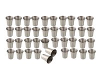 Ensemble de remplissage de coupelles de communion pour églises, en acier inoxydable argenté, avec 40 coupelles et couvercle, 1 plateau de communion avec couvercle