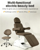 Fauteuil/Lit de Massage Électrique Noir de Luxe à 4 Moteurs pour Soins du Visage, Esthétique, Épilation, Spa, Salon de Beauté