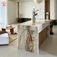 Dalle de quartzite naturel de luxe, plan de travail en quartzite poli pour îlot de cuisine, plan de travail d'îlot de cuisine en quartzite sur mesure