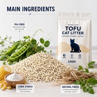 Litière pour chat en tofu personnalisée à marque privée, de qualité alimentaire, à base de maïs et de soja, biodégradable, litière naturelle pour chat, jetable dans les toilettes