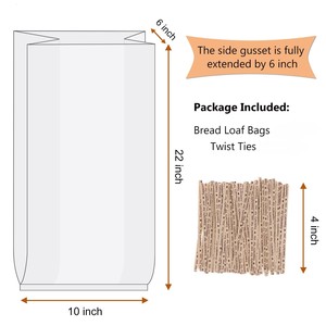 Sac à pain transparent en <span class=keywords><strong>OPP</strong></span> de qualité alimentaire, thermoscellable, imprimé en héliogravure, grand format, à soufflets, 1 mil, pour boulangerie - Product Image 3