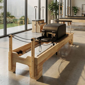 Machine de <span class=keywords><strong>Pilates</strong></span> Reformer en bois de chêne durable et réglable pour l'entraînement en studio et les exercices à domicile, avec structure pliable et rangement facile - Product Image 2