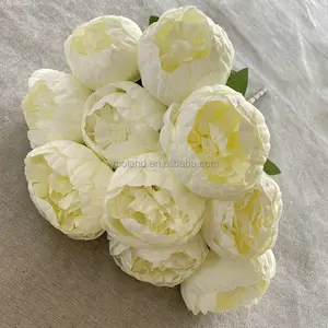 Flores de peonías falsas de seda al por mayor, arreglo artificial para decoración de boda, ramo de flores de peonía