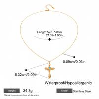 Collier pendentif croix en acier inoxydable 316L plaqué or PVD avec zirconiums, bijoux religieux tendance pour femmes, vente en gros