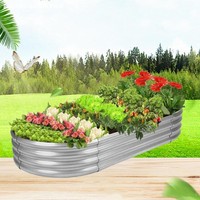 Bestseller Verzinktes Ovales Stahl-Metall-Gartenbeet Pflanzkasten-Set für Gemüse/Blumen/Kräuter