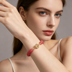 Pulsera Delicada con Piedras Naturales <span class=keywords><strong>de</strong></span> 5x8mm, Estilo Boho, con Cuentas Rondelle, Cristal Curativo, Joyería Apilable con Cierre Marinero, Regalo - Product Image 4