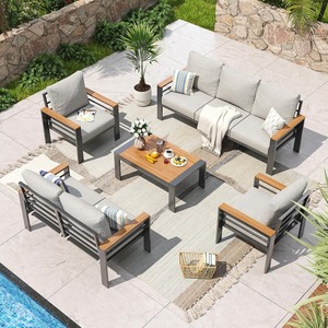 Juego de conversación para exteriores, sofá de jardín de <span class=keywords><strong>Metal</strong></span> Simple moderno, montaje rápido, sofá de salón para Patio con mesa de centro, muebles de terraza - Product Image 2