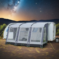 Auvent de caravane Rally 390 cm, automatique, avec poteau en aluminium, imperméable, résistant aux UV, polyester quatre saisons, ouverture rapide, côté voiture