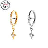 Bijoux de piercing Helix en titane Freya 16G, boucles d'oreilles créoles pendantes pour femmes, bijoux de piercing à segment articulé pour cartilage, tragus, conque