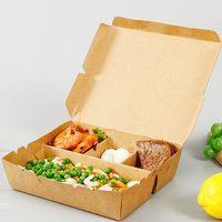 Boîtes rigides en papier kraft biodégradable et recyclable de qualité alimentaire avec fermeture magnétique pour les restaurants de restauration rapide à emporter, avec logo personnalisé