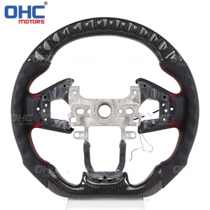 Volante Deportivo OHC MOTORS con LED para <span class=keywords><strong>Honda</strong></span> <span class=keywords><strong>Civic</strong></span> City, Fibra de Carbono Real, RPM, Pantalla LED Digital Inteligente - Product Image 2