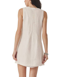 Servicio Personalizable OEM/ODM, Vestido de Lino Corto con Cuello en V y Pliegues para Mujer, Transpirable, para Verano - Product Image 3
