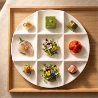 Assiette en céramique à 9 compartiments avec logo personnalisé, en porcelaine fine, artistique et durable, pour la restauration et la présentation en restaurant