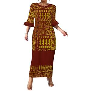 女式波利尼西亚风格连衣裙 <span class=keywords><strong>2</strong></span> 件套 女士部落设计大码萨摩亚普莱塔西晚礼服 教堂礼服 波利尼西亚部落风格 - Product Image 3