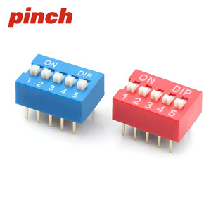 สวิตช์ DIP แบบกด 5 ตำแหน่ง ระยะห่างขา 2.54 มม. แบบ Through Hole SPST ตัวเลือกเปิด-ปิด สำหรับอุปกรณ์อิเล็กทรอนิกส์ - Product Image 1