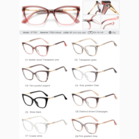 Monture de lunettes optiques Partagas Cat Eye TR90 avec charnière à ressort, anti-lumière bleue, pour femmes