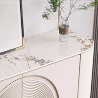 Buffet léger de luxe de style italien haut de gamme Buffet moderne minimaliste dessus en marbre blanc or armoire d'entrée salon Donglu