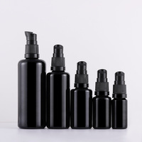 En stock vide noir 10ml 15ml 30ml 50ml 100ml 200ml épaule plate noir violet verre sérum huile flacon compte-gouttes