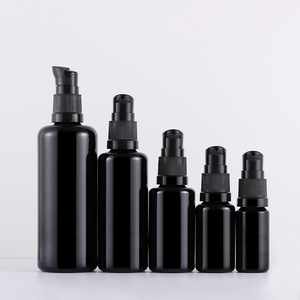 En stock: Botella de vidrio violeta oscuro UV de hombro plano, <span class=keywords><strong>vacía</strong></span>, negra, de 10ml a 100ml, con gotero y bomba para suero/aceite, para el cuidado de la piel. - Product Image 3