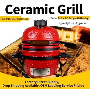 Four à barbecue portable en céramique, fumoir à charbon multifonction et four à pizza, Kamado pour fêtes en plein air dans la cour - Product Image 1