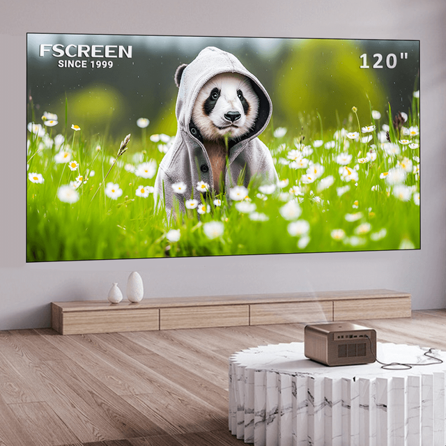 Fscreen Iris Series Projector Screen Premium 8K UHD Home Theater 120" Tri-Chroma Fresnel ALR High Gain Premium Long Throw