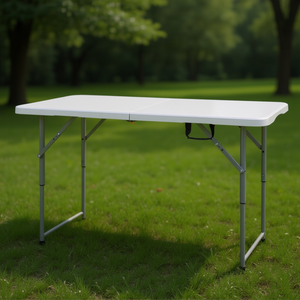 Mesa de comedor plegable portátil de 4 pies, rectangular, de metal, para patio y camping. - Product Image 2