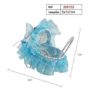 Carroza Metálica Azul para Fiestas, 5x7x7cm, Decoración para Fiestas - Product Image 1