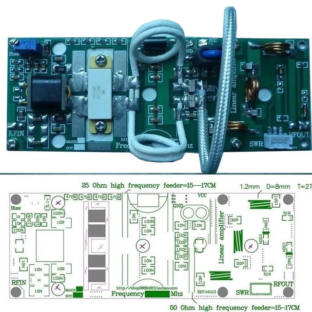 100W FM VHF 80Mhz-170Mhz RF Power Amplifier Board AMP DIY KITS for Ham Radio