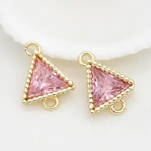 Jiexing Dei Monili di Colore Rosa, Bianco, Giallo Zircone 14K Placcato Oro Triangolo Intarsiato Zircone Gioielli Personalizzati di Fascino Del Pendente per Orecchini Che Fanno