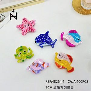 Clip per capelli Ocean Series da 7 cm per bambini e donne, grazioso design a forma di animale marino - Product Image 3