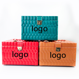 Custom Logo Leather Jewelry Box Luxury Earring Bracelet Necklace Ring Packaging PU Leather Jewelry Box case organizer