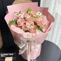 Kertas Batik Warna Solid Tiga Dimensi Bermotif Batu Timbul untuk Pembungkus Buket Bunga Segar 50x50cm Bahan Florist